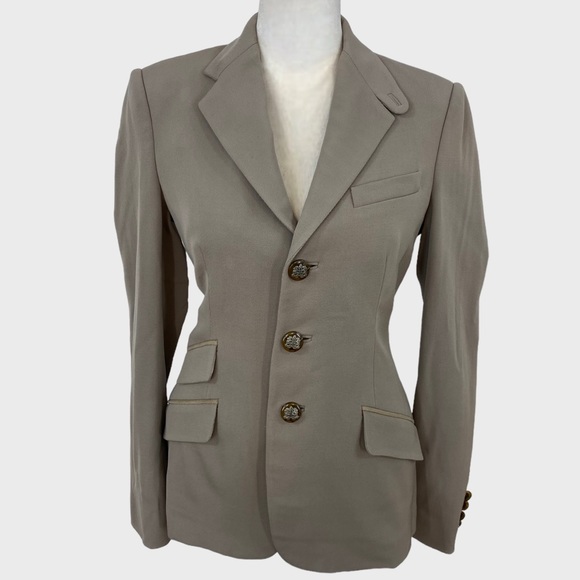 Ralph Lauren Black Label Taupe Wool Blazer Size 4 - Picture 9 of 9